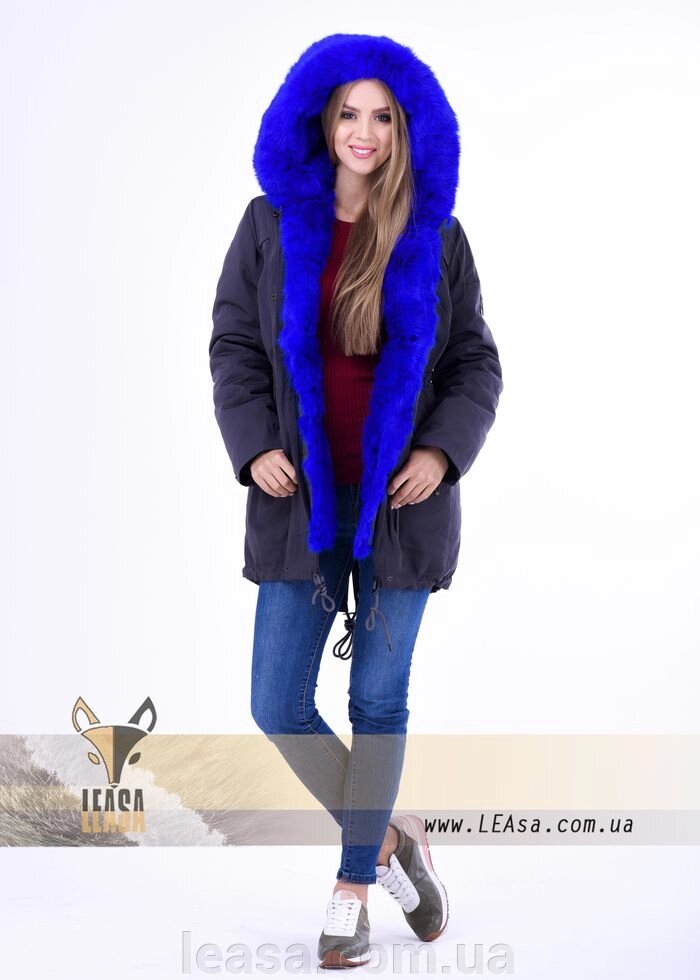 Хутряна парку з Яскрава Хутро електрик від компанії Жіночі шуби, жилети з натурального хутра Українського виробника LeaSa - фото 1