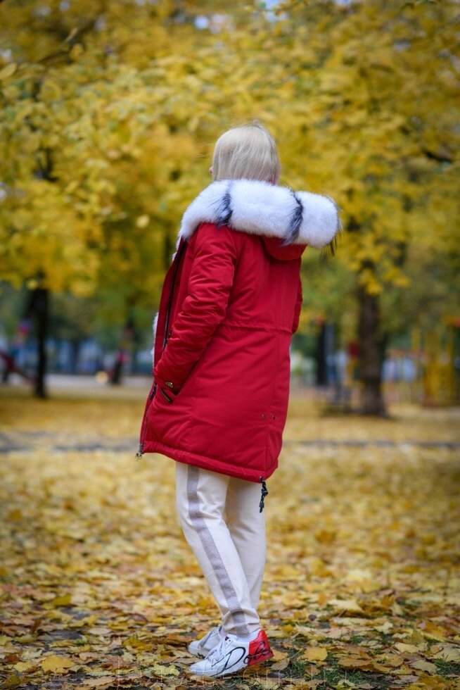 Хутряна зимова парку з капюшоном від компанії Жіночі шуби, жилети з натурального хутра Українського виробника LeaSa - фото 1