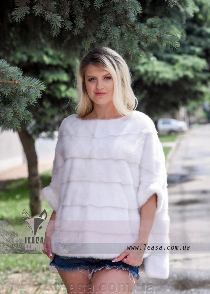 Хутряної светр з натуральної норки перлінового кольору від компанії Жіночі шуби, жилети з натурального хутра Українського виробника LeaSa - фото 1