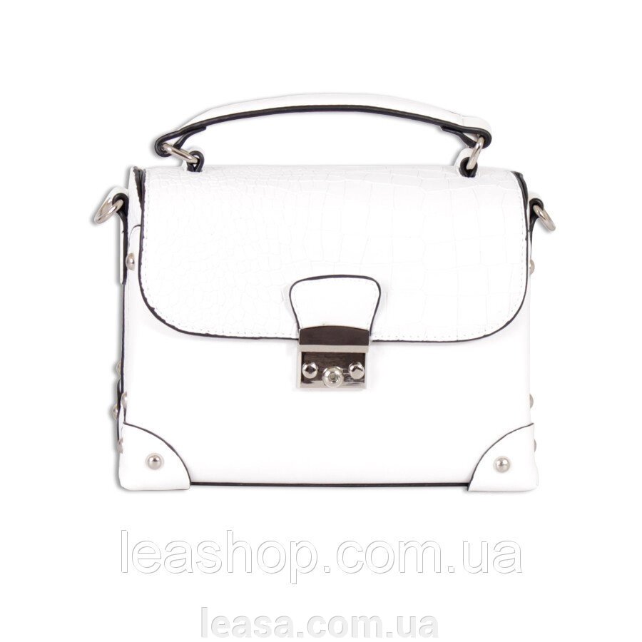 Невелика біла сумка з напівтвердім каркасом від компанії Жіночі шуби, жилети з натурального хутра Українського виробника LeaSa - фото 1