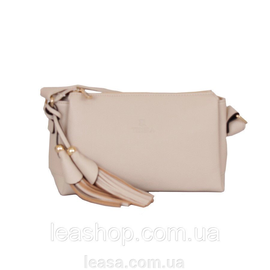 Невелика сумка бежевого від компанії Жіночі шуби, жилети з натурального хутра Українського виробника LeaSa - фото 1