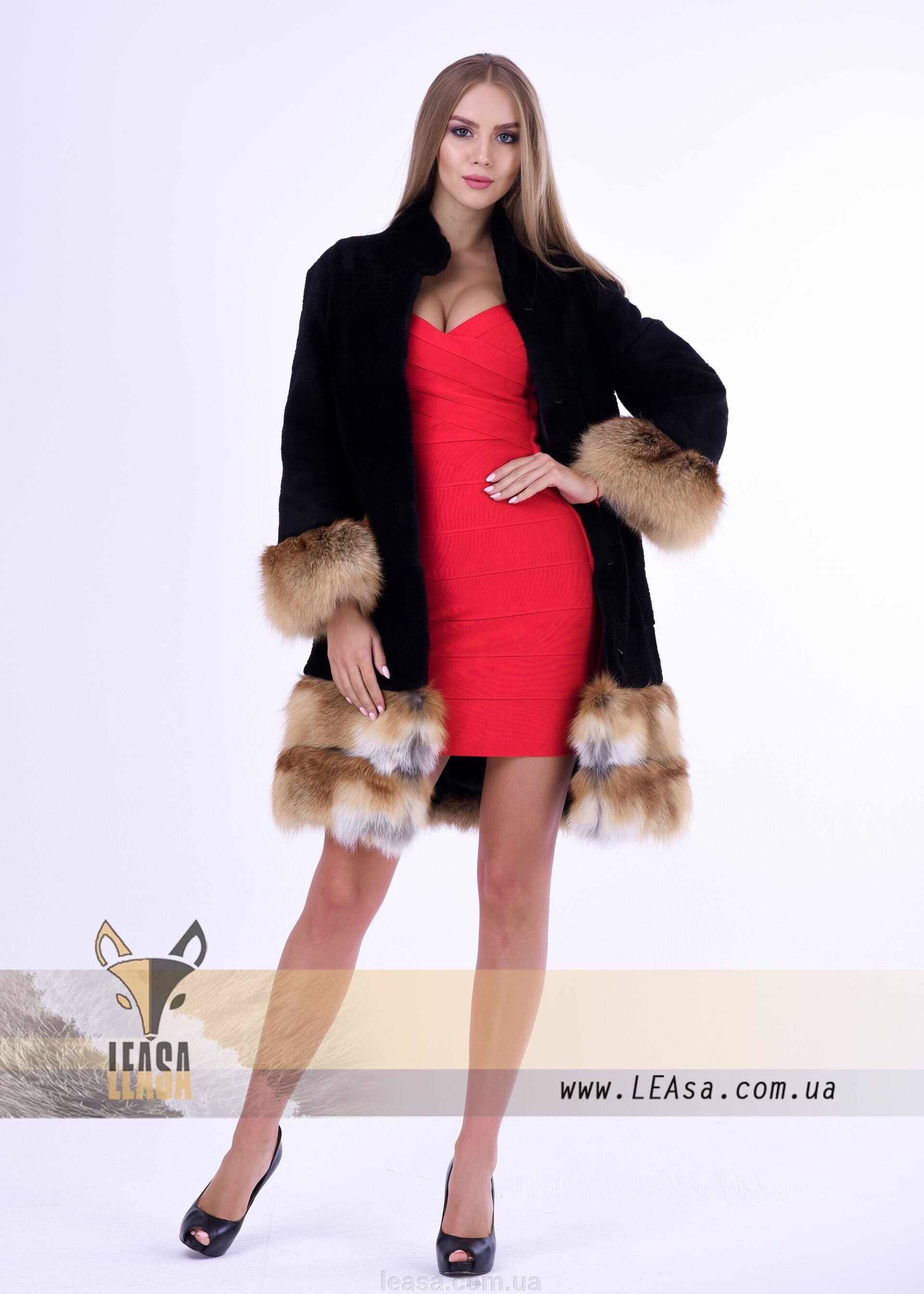 Шуба з нутрії з лисицею, транформер