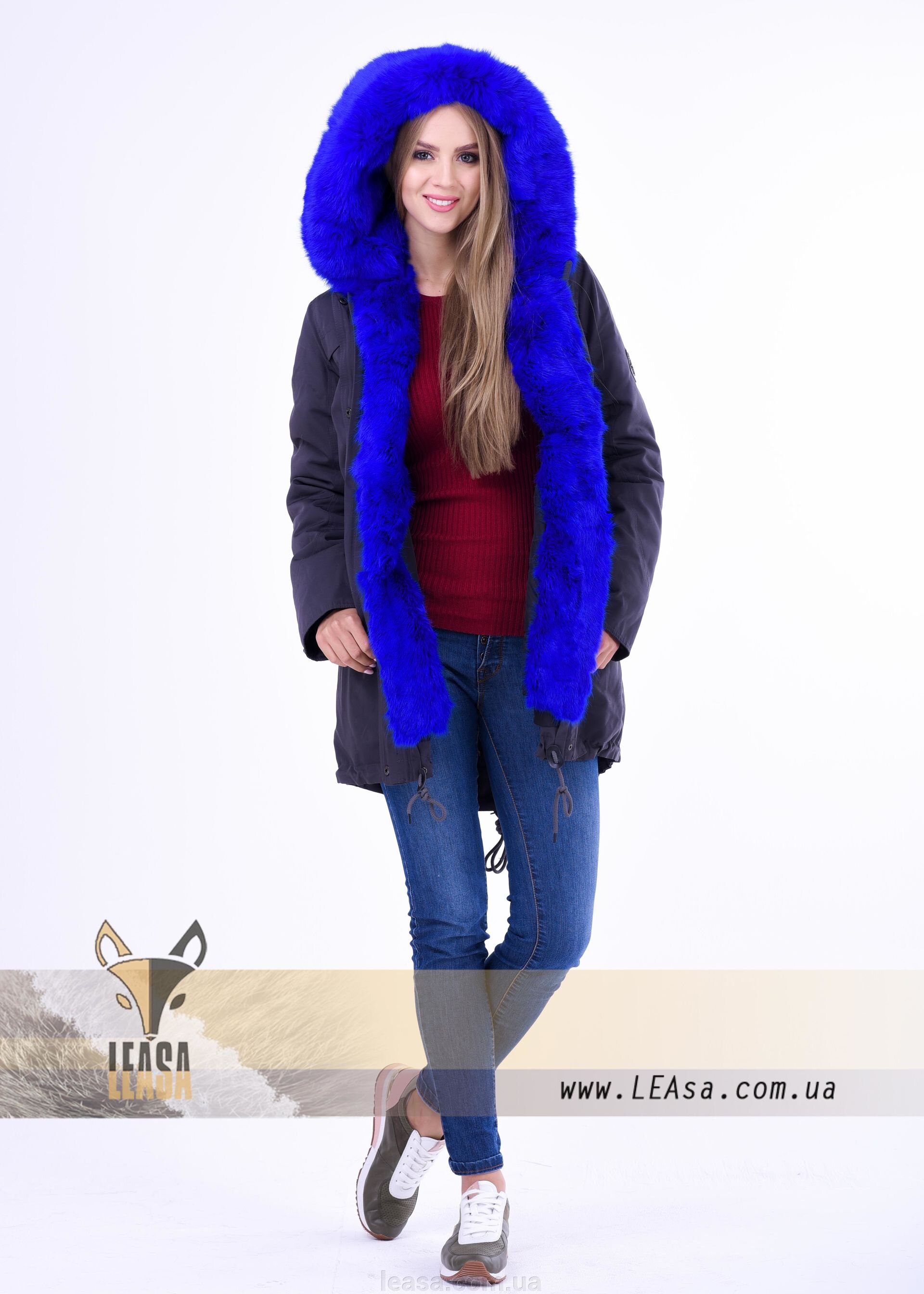 Парка с мехом кролика "электрик"