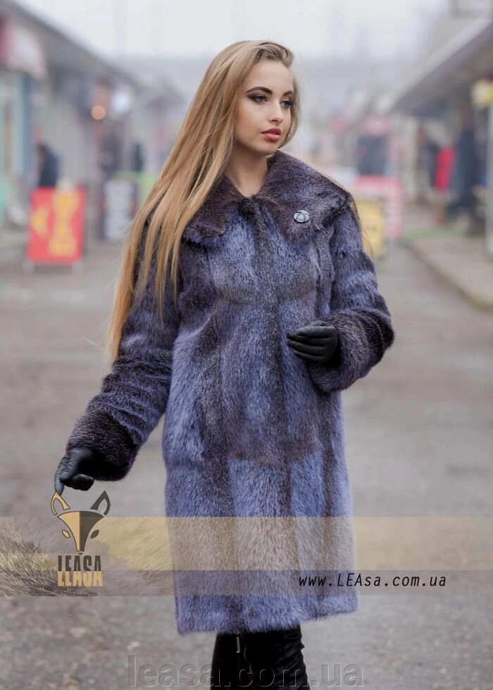 Жіноча шуба з сріблястою нутрії, натуральне хутро - Україна