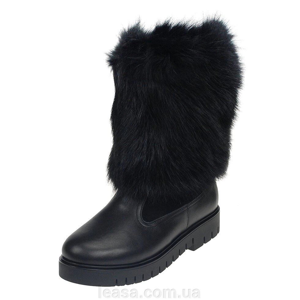 Жіночі зимові чоботи з чорним хутром лисиці, розміри 36-40 - знижка