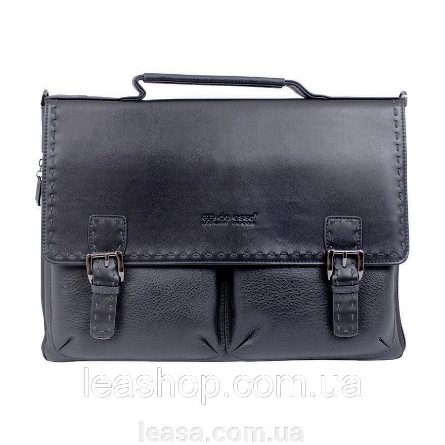 Портфель чорний з розшірюється дном від компанії Жіночі шуби, жилети з натурального хутра Українського виробника LeaSa - фото 1