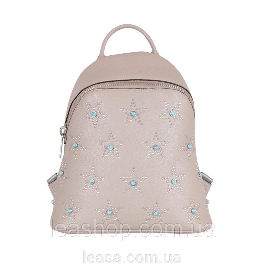 Сумка-рюкзак бежевий від компанії Жіночі шуби, жилети з натурального хутра Українського виробника LeaSa - фото 1