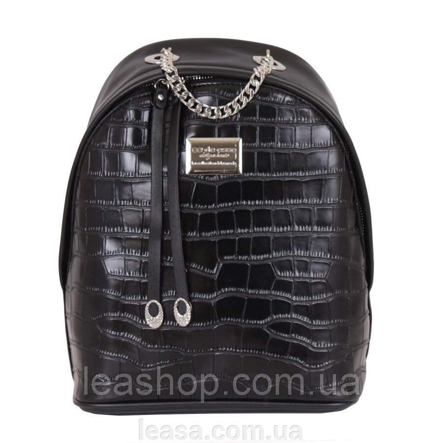 Сумка-рюкзак D23306-1 Чорна від компанії Жіночі шуби, жилети з натурального хутра Українського виробника LeaSa - фото 1