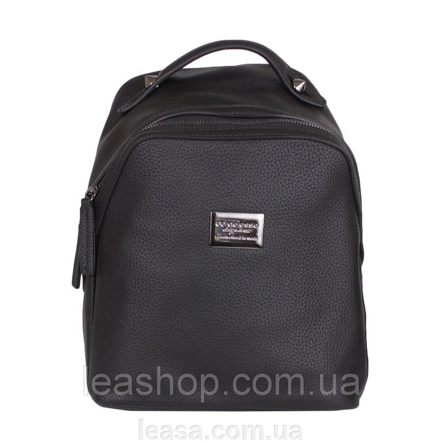 Сумка-рюкзак de esse D2364C-4001 Чорна від компанії Жіночі шуби, жилети з натурального хутра Українського виробника LeaSa - фото 1