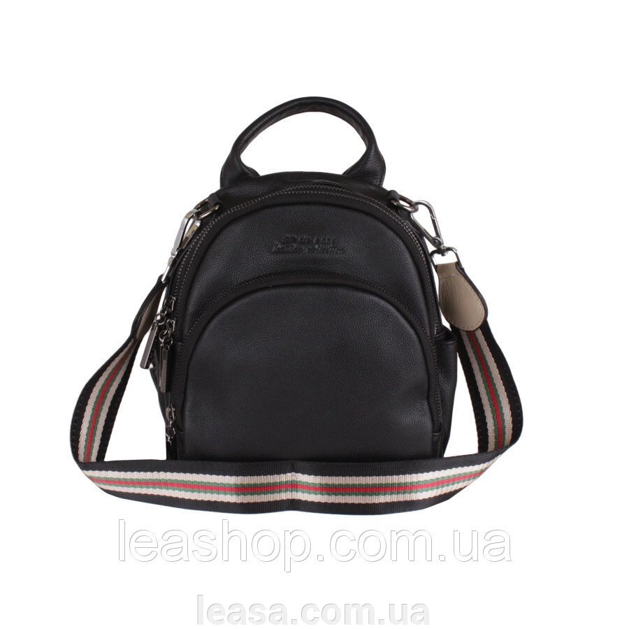Сумка-рюкзак de esse L20005-1 Чорна від компанії Жіночі шуби, жилети з натурального хутра Українського виробника LeaSa - фото 1