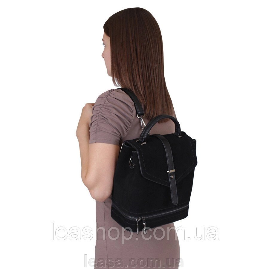 Сумка-рюкзак TL37708-01 Чорна від компанії Жіночі шуби, жилети з натурального хутра Українського виробника LeaSa - фото 1