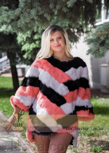 Яскравий хутряних светр, стильна жіноча хутряних одяг LEAshop