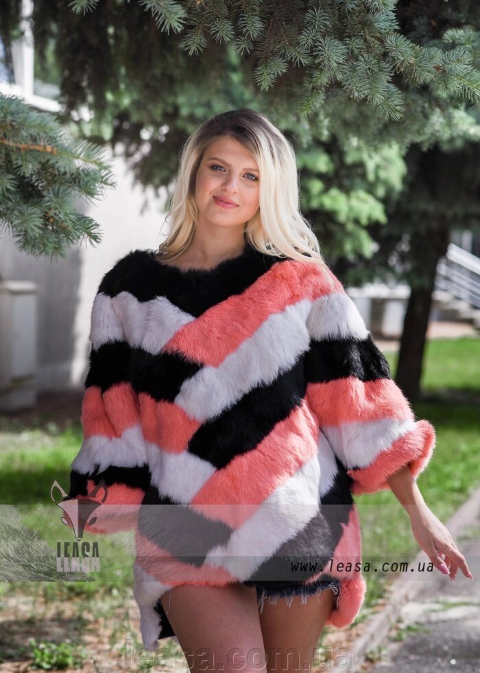 Яскравий хутряних светр, стильний жіночий хутряних одяг LEAsa від компанії Жіночі шуби, жилети з натурального хутра Українського виробника LeaSa - фото 1