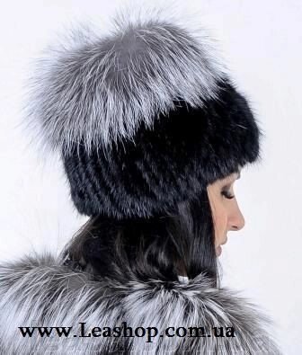 Жіноча хутряна шапка з чорнобуркі від компанії Жіночі шуби, жилети з натурального хутра Українського виробника LeaSa - фото 1