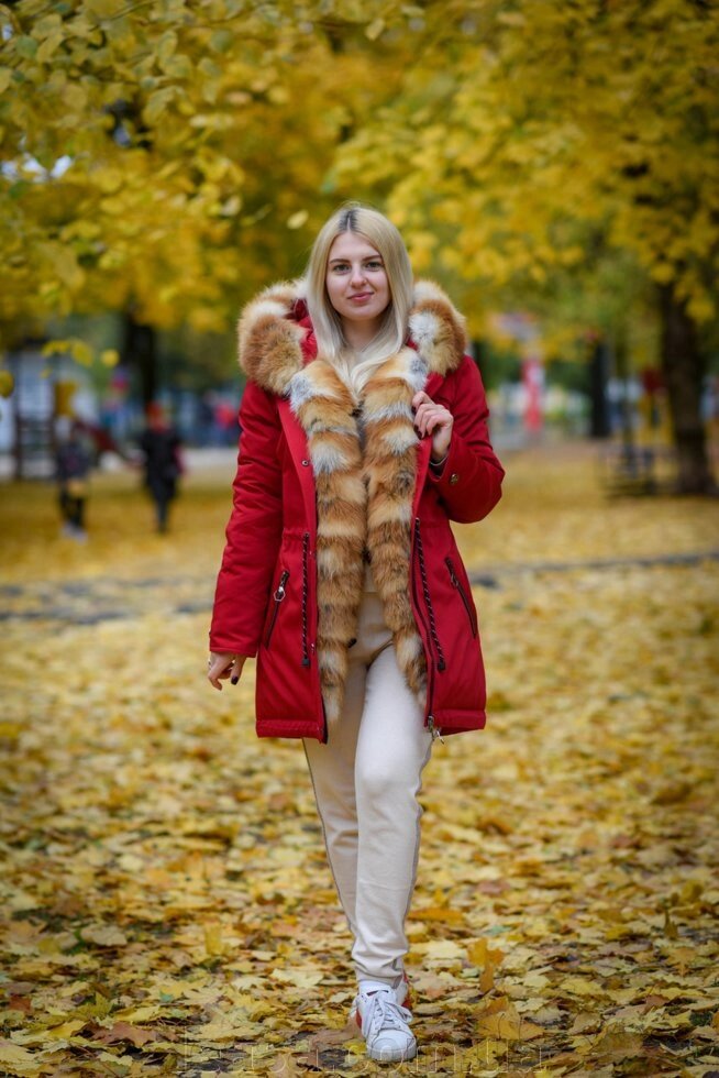 Жіноча зимова парку з хутра рудої лисиці від компанії Жіночі шуби, жилети з натурального хутра Українського виробника LeaSa - фото 1