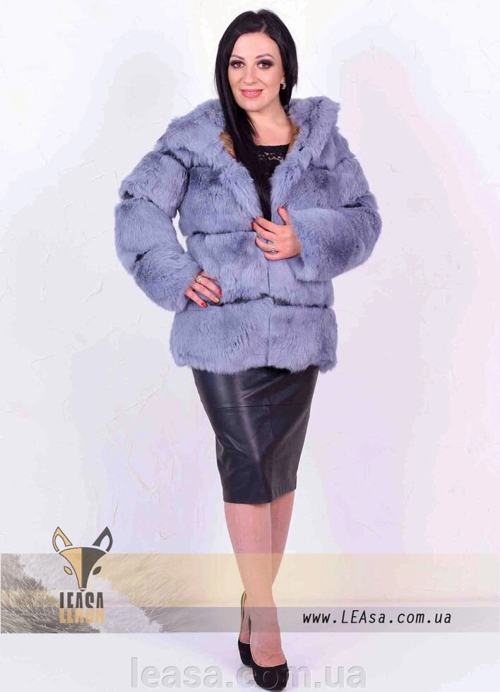 Жіночий кожушок з капюшоном (кролик) від компанії Жіночі шуби, жилети з натурального хутра Українського виробника LeaSa - фото 1