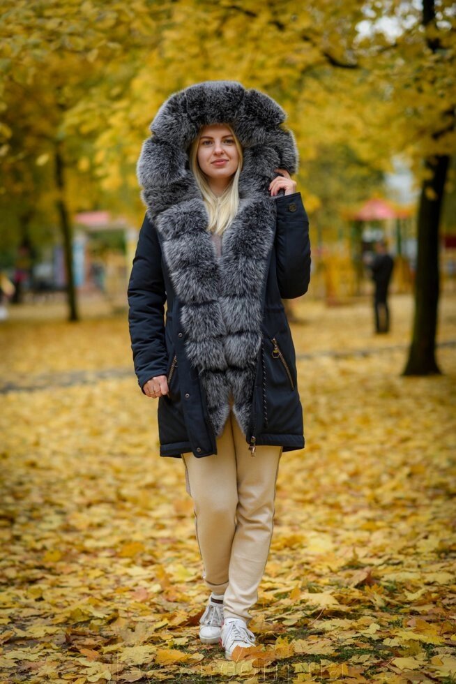 Зимова жіноча парку з хутра натурального песця від компанії Жіночі шуби, жилети з натурального хутра Українського виробника LeaSa - фото 1