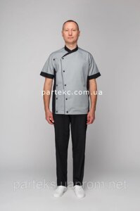 Форма кухаря Маріо чоловіча, сірого кольору кітель і брюки чорного