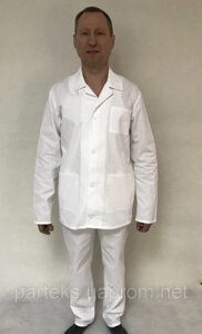 Форма кухарська, куртка з довгим рукавом та штани білого кольору