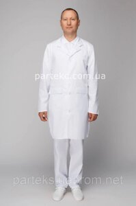 Халат медичний Асистент чоловічий, білого кольору та довгим рукавом