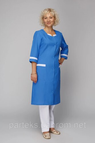 Халат жіночий Контур, блакитного кольору з білими вставками
