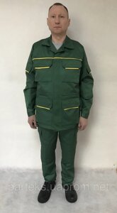 Костюм Магістраль, куртка з напівкомбінезоном зеленого кольору та жовтим кантом
