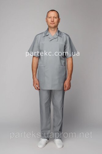 Костюм чоловічий хірургічний Сергій, сірого кольору та коротким рукавом