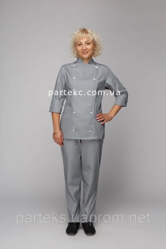 Костюм кухаря жіночий, штани і куртка з розрізної спинкою