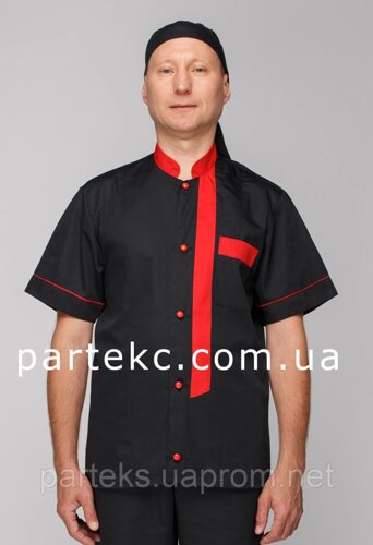 Куртка для сушиста, чоловіча чорного кольору з червоним кантом