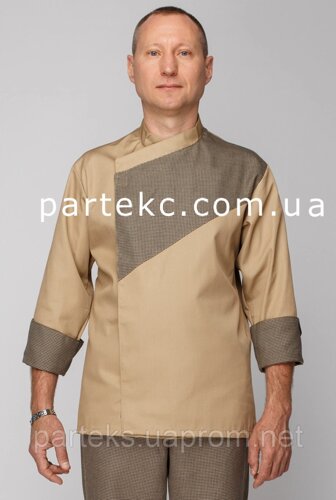 Куртка кухарська Джос чоловіча, коричневого кольору з кліткою