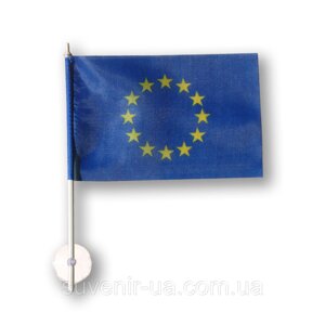 Флажок (прапорець) Евросоюза в машину , полиэстер , 15*10 см.