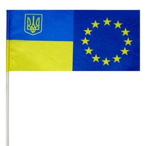 Прапорець (прапорець) Україна Євро, габардин, 22 * 11 см.