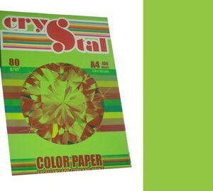 Папір кольоровий "CRYSTAL COLOR PAPER" А4 80 г/м (100 арк.) неон Neon Green 321 (зелений)
