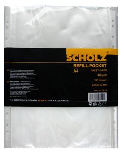 Файл "Scholz" A4 5010 прозорі 40мк (за 100шт)