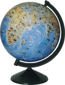 Глобус "Загальногеографічний з тваринами",d 32 см, лакований, без підсвіч. підставка пластикова (чорна)