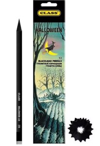 Олівець графітний з гумкою 2B "CLASS" Halloween шестигранний, чорне дерево, 118