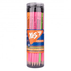 Олівець графітний "Yes" Erudite Neon трикутний з гумкою, 280596