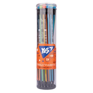 Олівець графітний "Yes" Neon Stripes чорне дерево, трикутний з гумкою, 280594