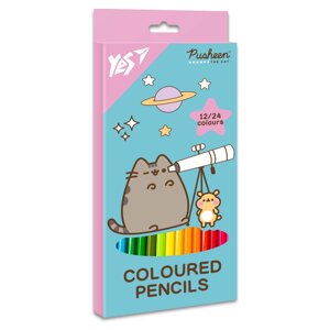 Олівці кольорові 12/24 кол. Yes" Pusheen. Cheek двосторонні тригранні, 290745