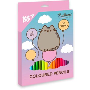 Олівці кольорові 18/36 кол. Yes" Pusheen. Balloons двосторонні тригранні, 290751