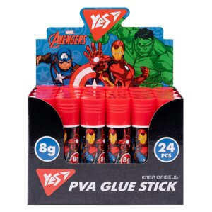 Клей-олівець 8 г "Yes" Marvel. Avengers PVA, 320275