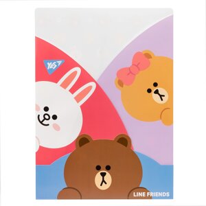 Папка-кутик А4 "Yes" Line Friends, 3 фігурних клапана, 492084