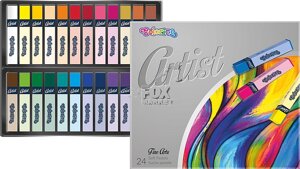 Пастель суха "Colorino" квадратна, premium серія Artist, в пластиковому контейнері, 24 кольори
