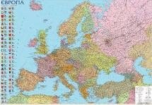 Політична карта Європи М1:5 400 000. карта стінна,110х77 см, укр, картон/ламінована