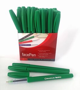 Ручка кулькова "Radius"Face" зелена (50шт.) face Pen