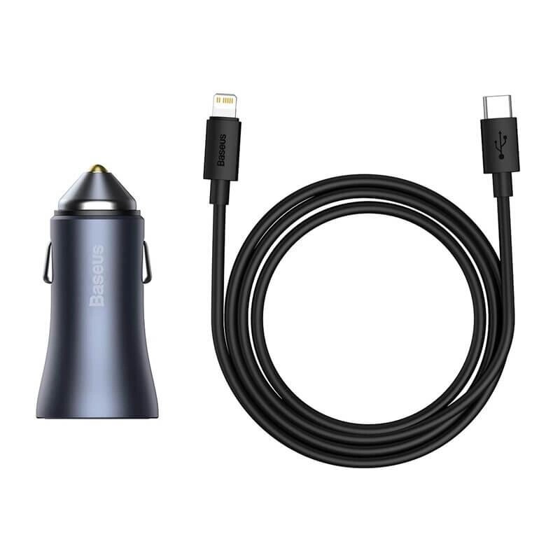 Адаптер автомобільний BASEUS Type-C to Lightning Cable Golden Contactor Pro Dual Quick Car Charger від компанії da1 - фото 1