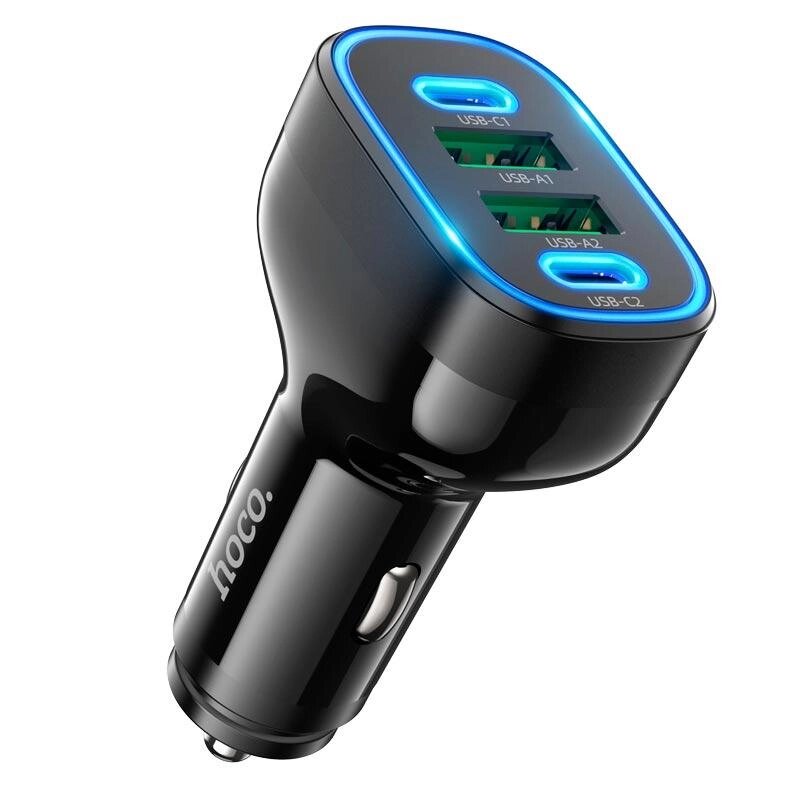 Адаптер автомобільний HOCO Guide car charger NZ11 2 USB 2Type-C 72W чорний від компанії da1 - фото 1