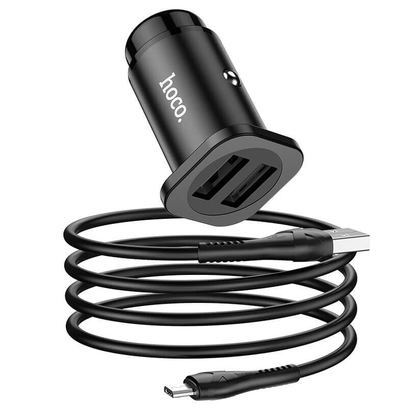 Адаптер автомобільний HOCO Micro USB Cable Wise road dual port car charger set NZ4  2USB, 4.8A від компанії da1 - фото 1