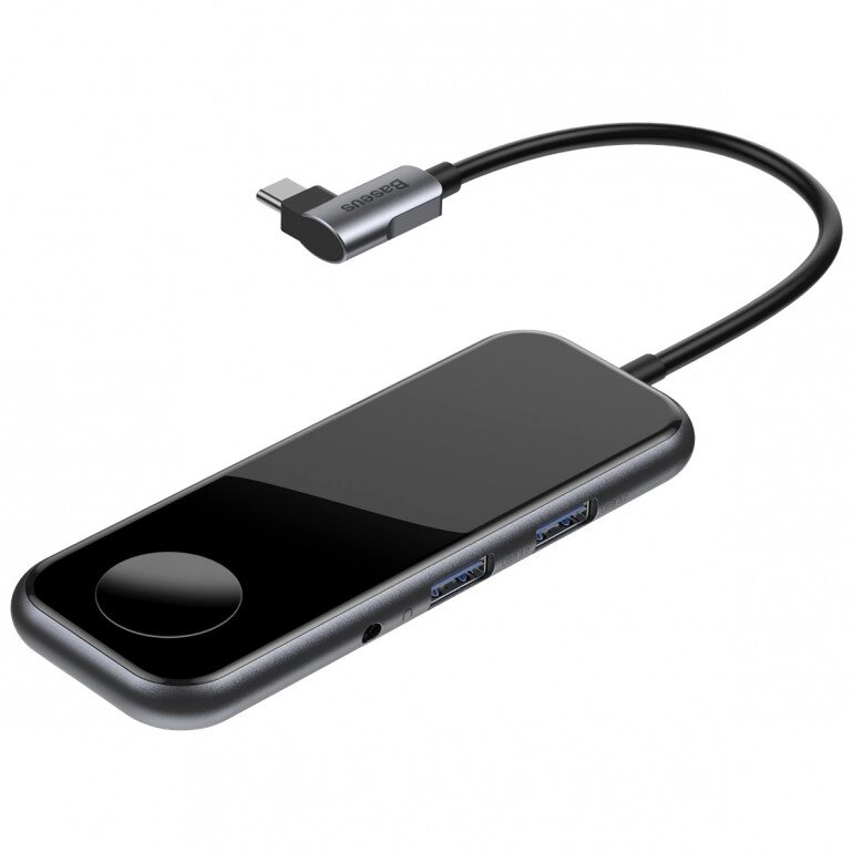 Адаптер хаб Baseus Multifunctional Type-C to 2*USB3.0 HDMI 3.5mm+ PD + iWatch CAHUB-AZ0G від компанії da1 - фото 1