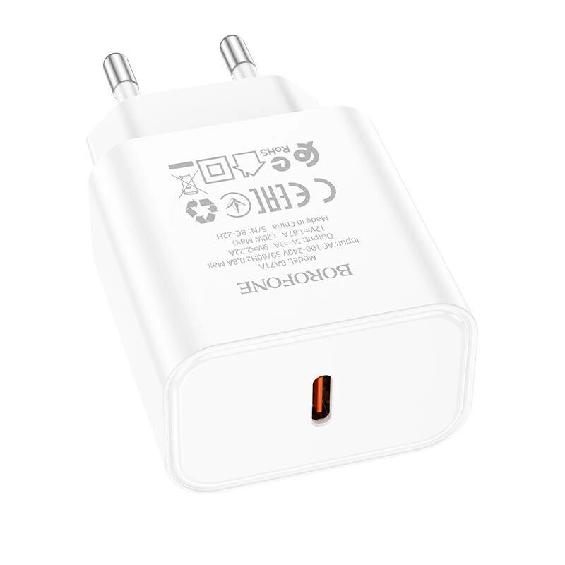 Адаптер мережевий BOROFONE Power single port charger BA71A білий від компанії da1 - фото 1